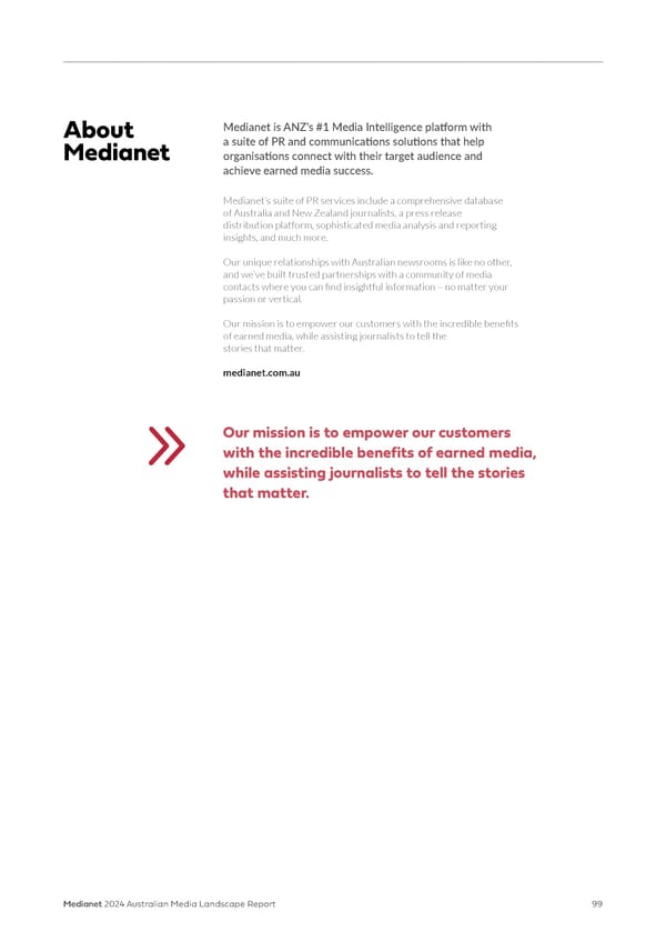 Medianet's 2024 Australian Media Landscape Report - Page 99