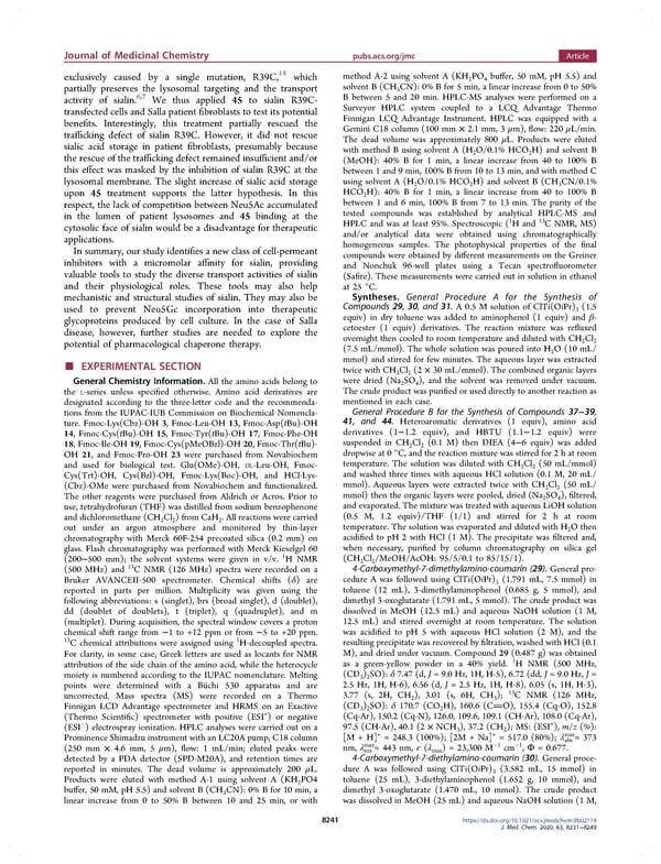 Amino Acids Bearing Aromatic or Heteroaromatic Substituents as a New Class of Ligands for the Lysosomal Sialic Acid Transporter Sialin - Page 11
