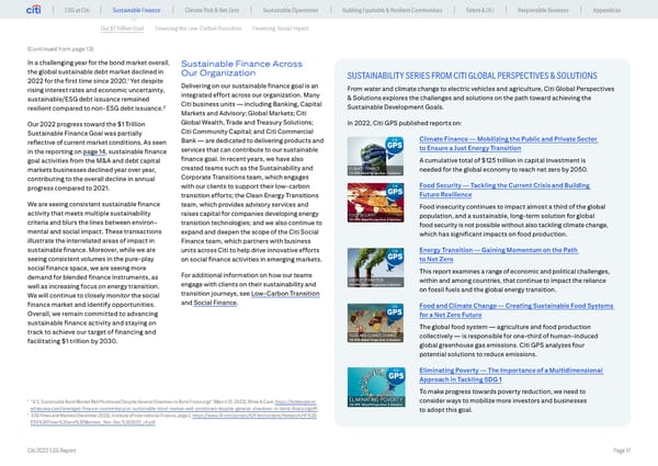 Global ESG Report 2022 Citi Bookmarked - Page 17