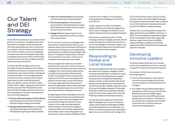 Global ESG Report 2022 Citi Bookmarked - Page 52