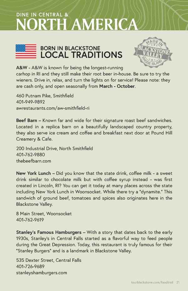 Blackstone Valley International Food Trail Guide - Page 21