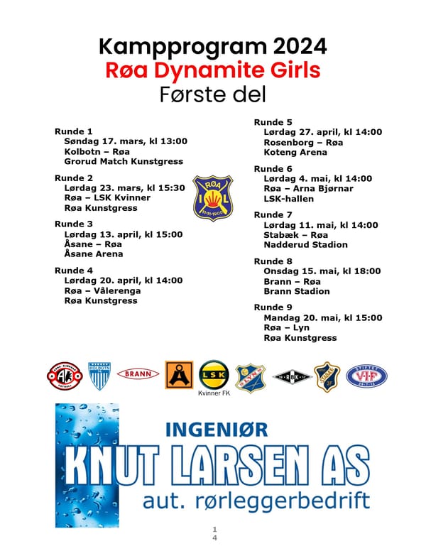 Røa Dynamite Girls Sesongprogram 2024 - Page 14