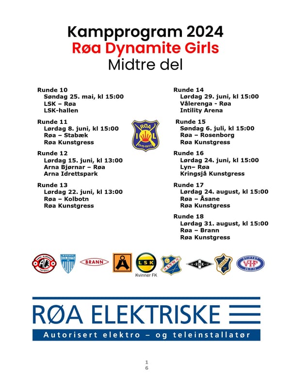 Røa Dynamite Girls Sesongprogram 2024 - Page 16