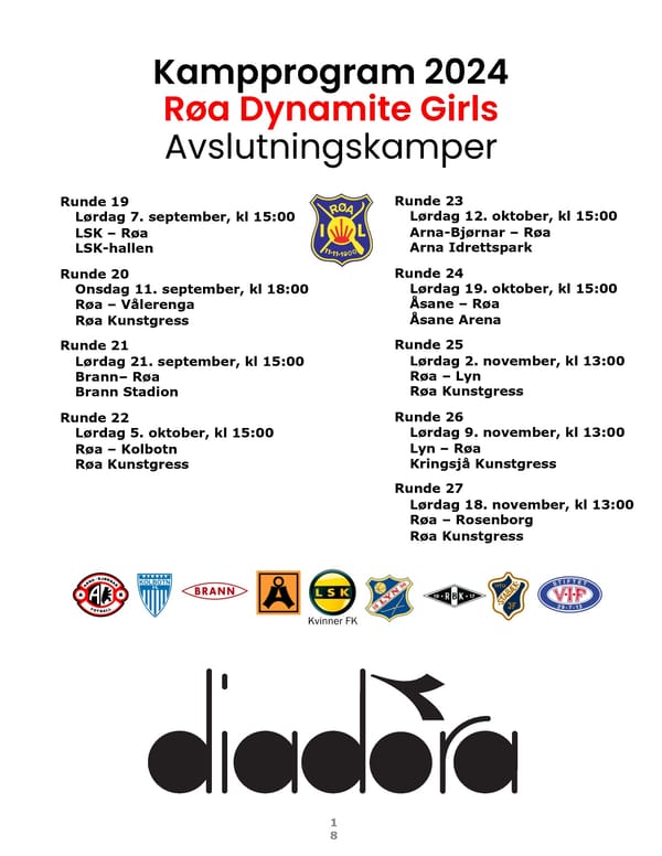 Røa Dynamite Girls Sesongprogram 2024 - Page 18