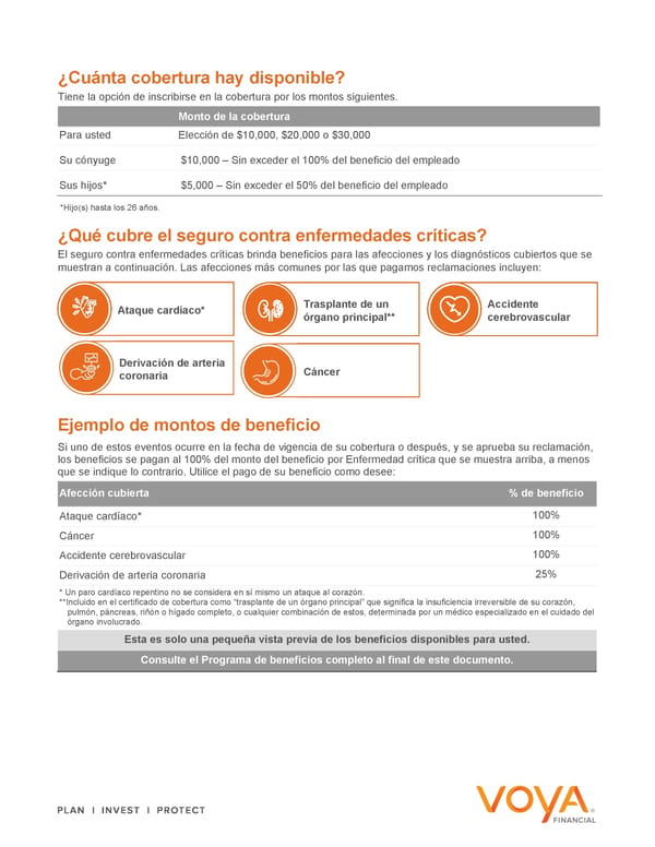 Critical Illness – Explore Your Benefits Flyer Spanish 2024 - Page 2