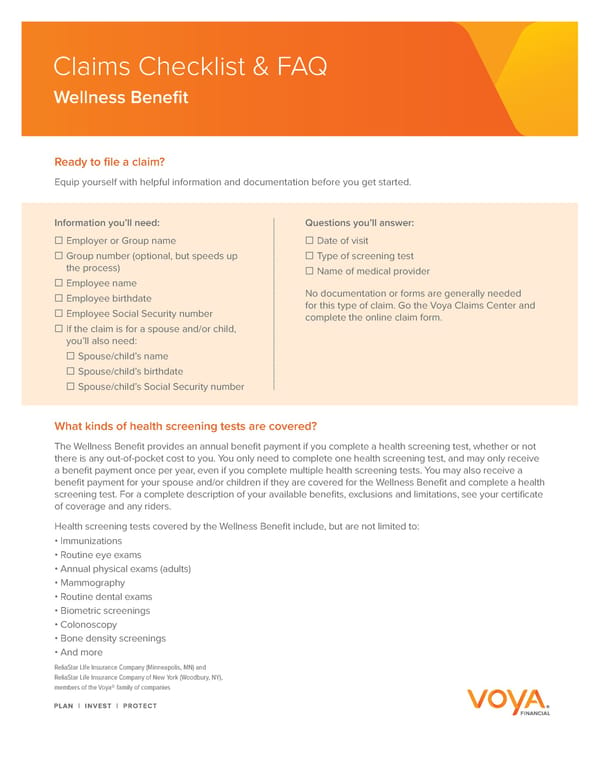 Wellness Benefit – Claims Checklist & FAQ - Page 1