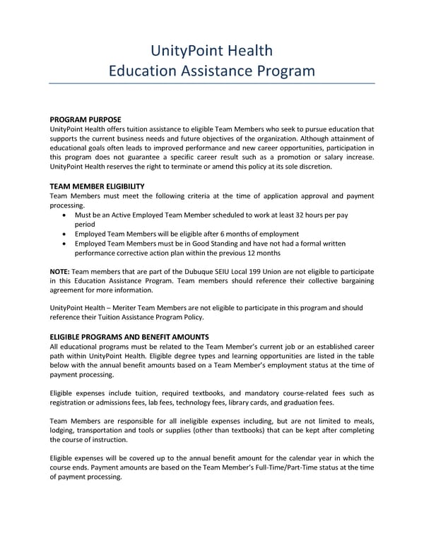 Education Assistance Program - Page 1