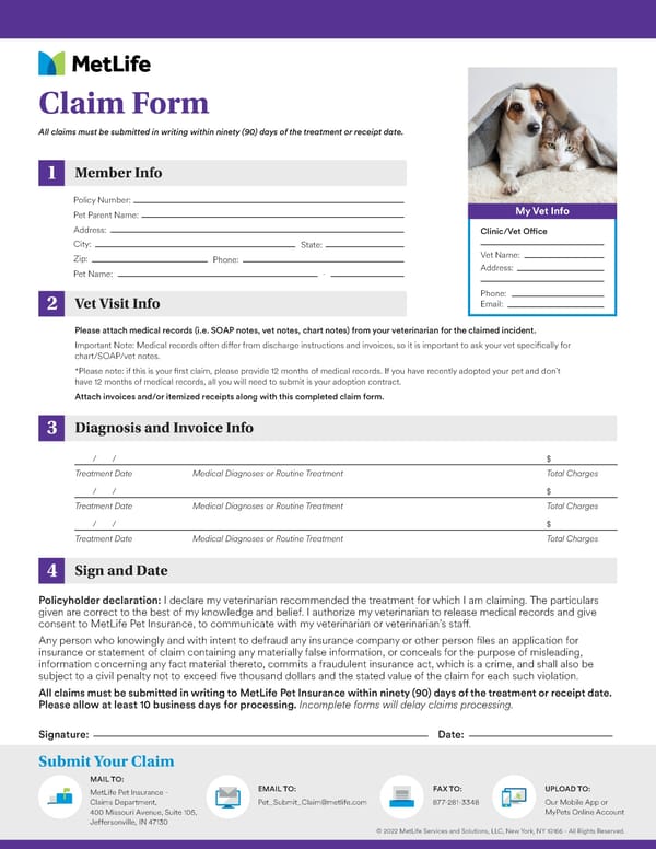 MetLife Pet Insurance Claims Process - Page 2