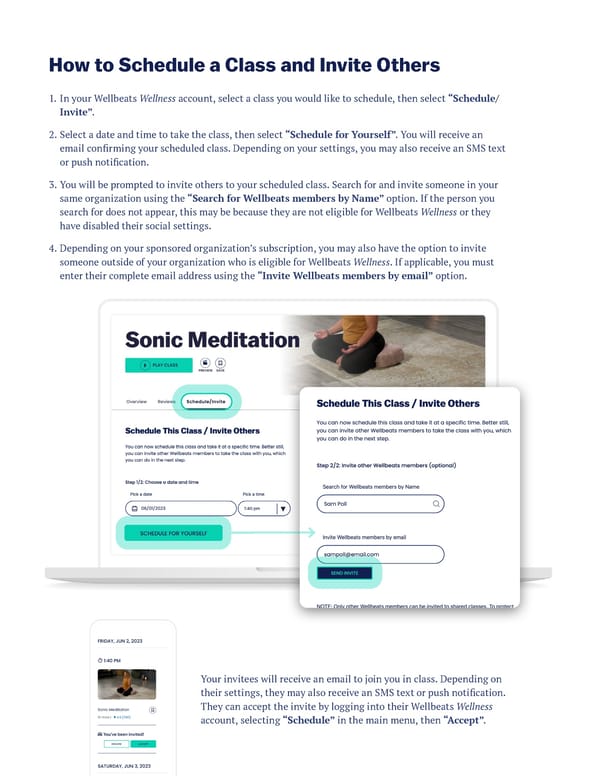 How to Schedule a Wellbeats Class and Invite Others - Page 2