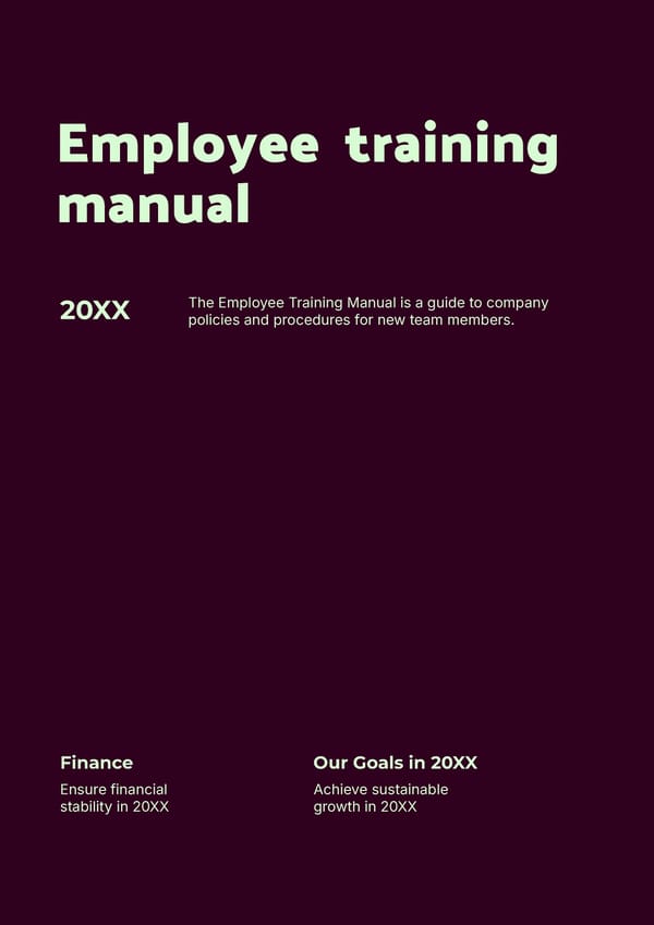 Editable Employee Training Manual Guide Template - Google Slides, Powerpoint & PDF - Page 1