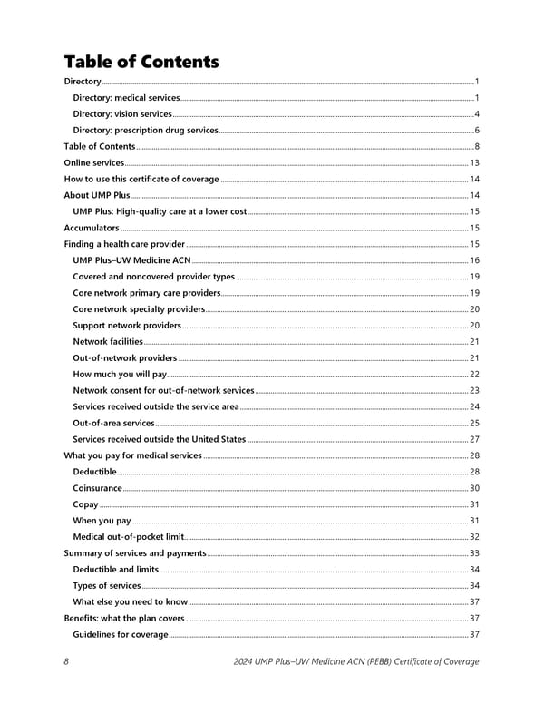 UMP Plus–UW Medicine Accountable Care Network (UW Medicine ACN) COC (2024) - Page 9