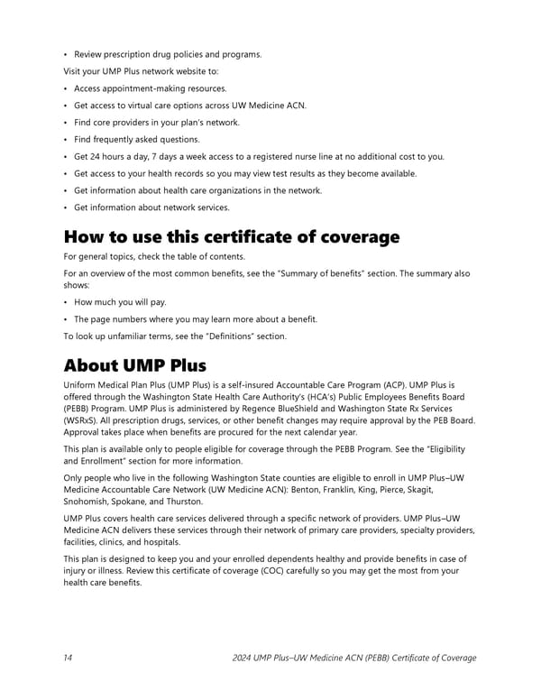 UMP Plus–UW Medicine Accountable Care Network (UW Medicine ACN) COC (2024) - Page 15