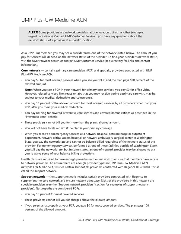 UMP Plus–UW Medicine Accountable Care Network (UW Medicine ACN) COC (2024) - Page 17