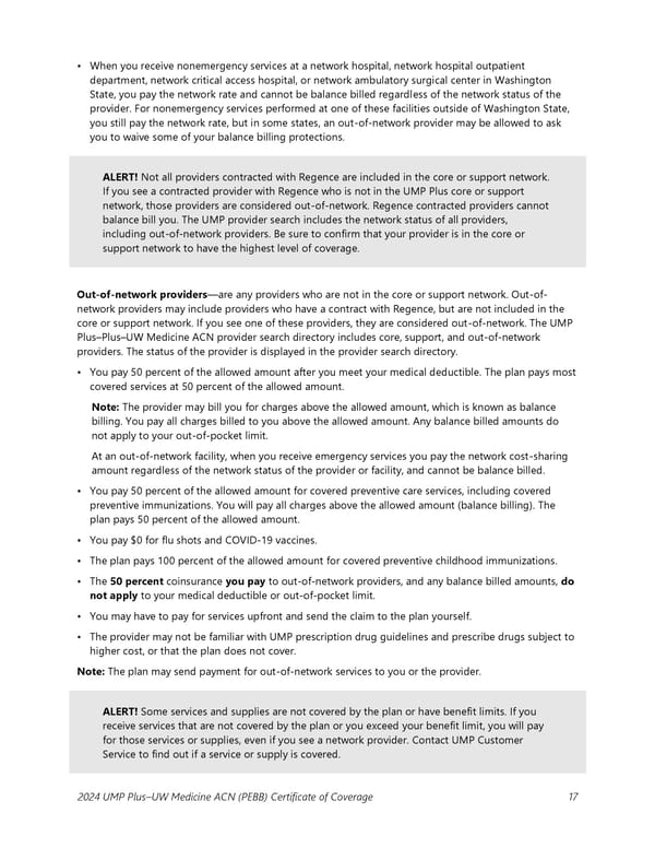 UMP Plus–UW Medicine Accountable Care Network (UW Medicine ACN) COC (2024) - Page 18