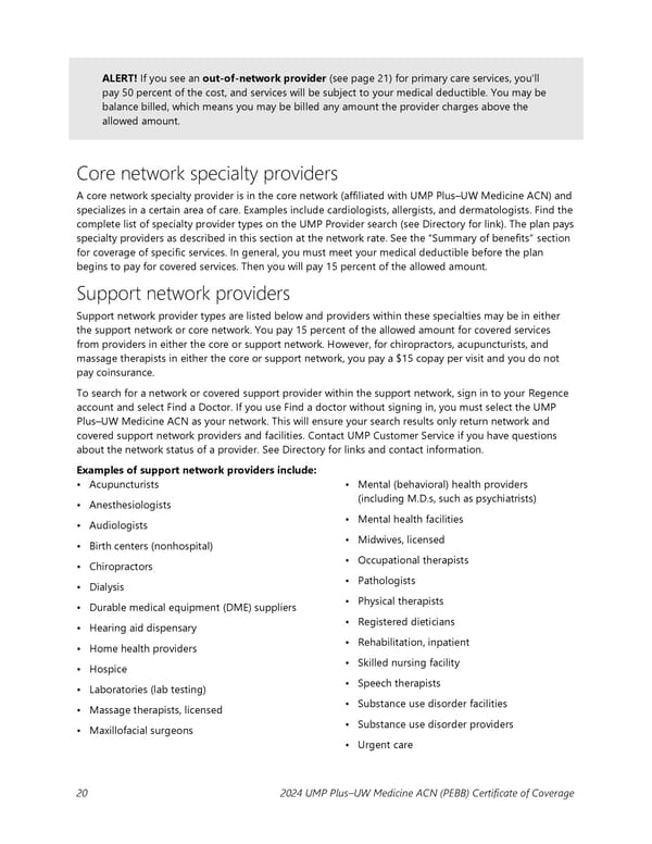 UMP Plus–UW Medicine Accountable Care Network (UW Medicine ACN) COC (2024) - Page 21