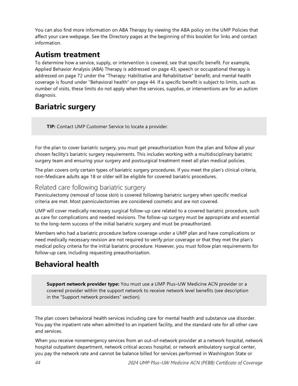 UMP Plus–UW Medicine Accountable Care Network (UW Medicine ACN) COC (2024) - Page 45