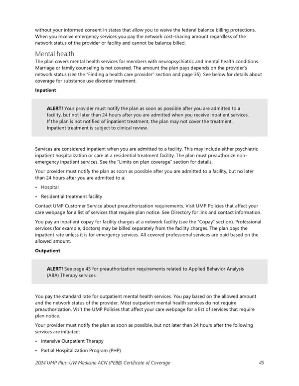 UMP Plus–UW Medicine Accountable Care Network (UW Medicine ACN) COC (2024) - Page 46