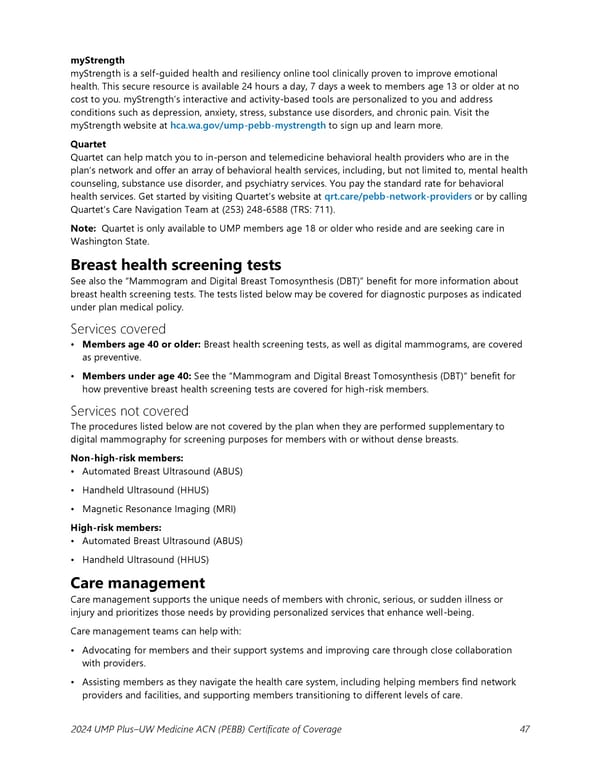 UMP Plus–UW Medicine Accountable Care Network (UW Medicine ACN) COC (2024) - Page 48