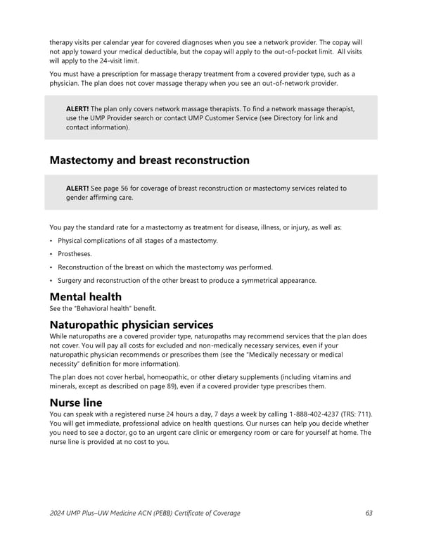 UMP Plus–UW Medicine Accountable Care Network (UW Medicine ACN) COC (2024) - Page 64