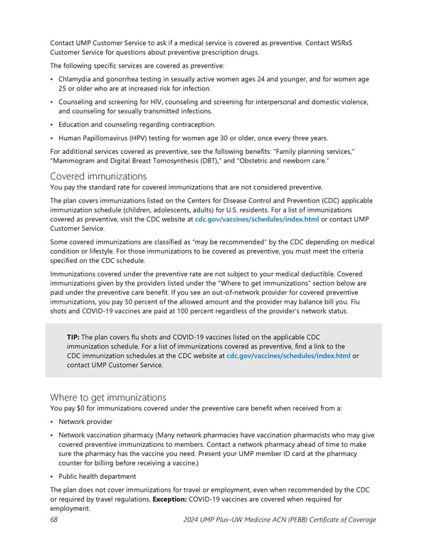 UMP Plus–UW Medicine Accountable Care Network (UW Medicine ACN) COC (2024) - Page 69