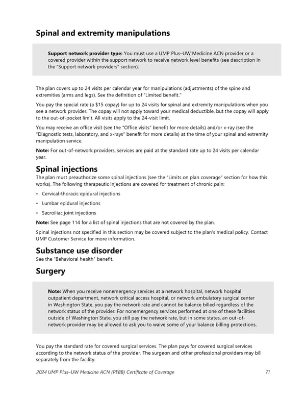 UMP Plus–UW Medicine Accountable Care Network (UW Medicine ACN) COC (2024) - Page 72