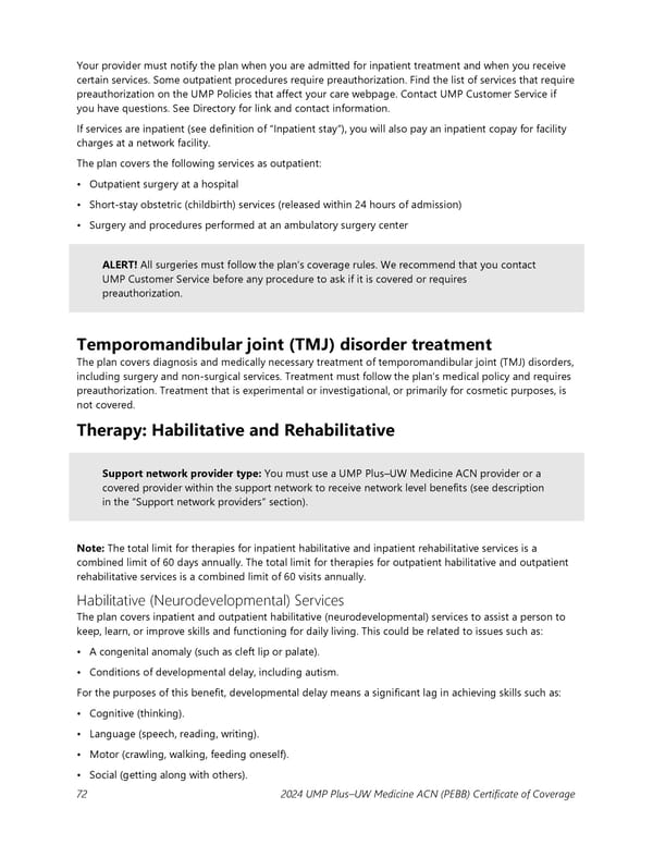 UMP Plus–UW Medicine Accountable Care Network (UW Medicine ACN) COC (2024) - Page 73