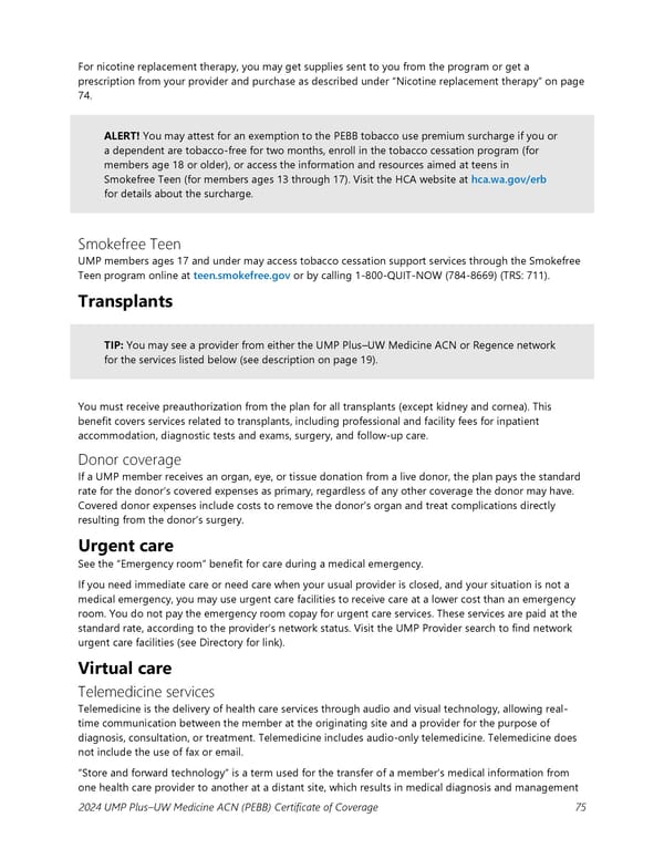 UMP Plus–UW Medicine Accountable Care Network (UW Medicine ACN) COC (2024) - Page 76