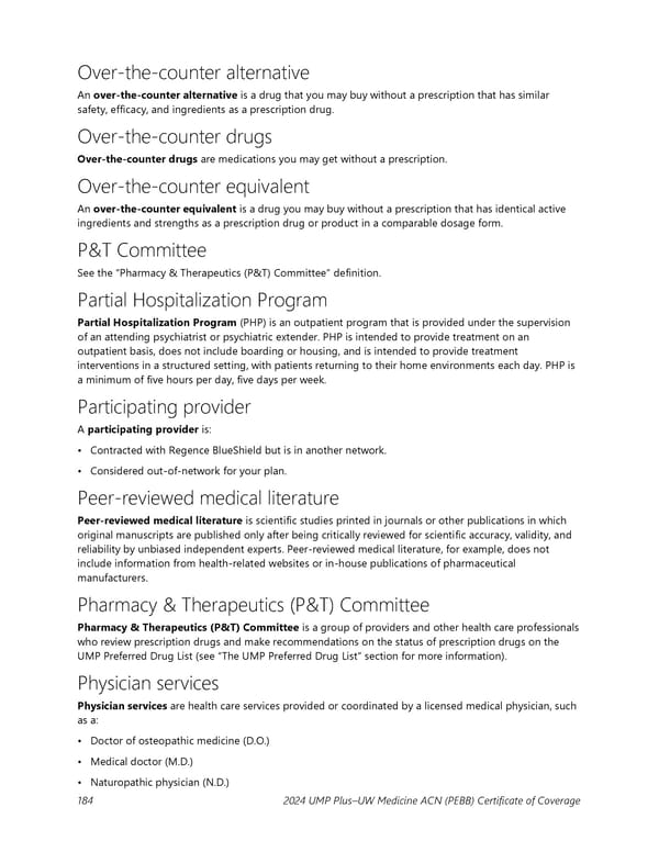 UMP Plus–UW Medicine Accountable Care Network (UW Medicine ACN) COC (2024) - Page 185