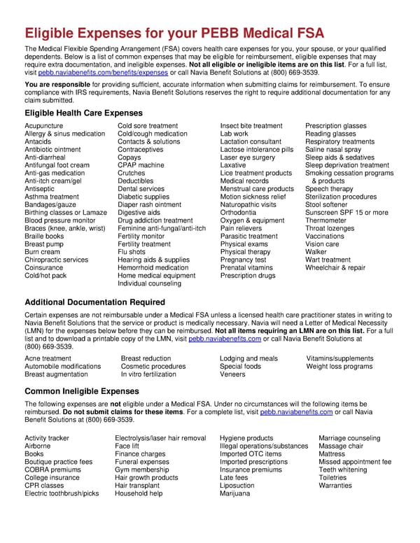 Eligible expenses - Page 1