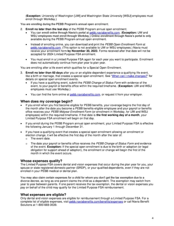 Limited Purpose FSA Enrollment Guide - Page 4