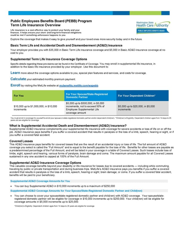 Plan summary - Page 1
