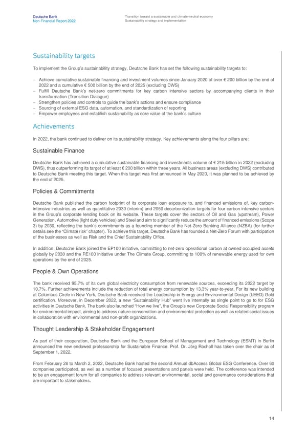 Deutsche Bank Non Financial Report  - Page 15