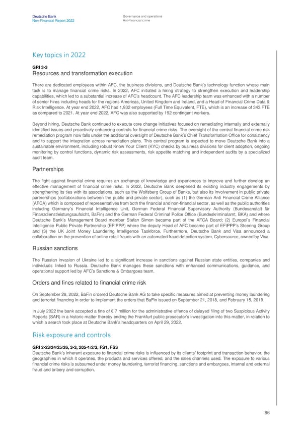 Deutsche Bank Non Financial Report  - Page 87