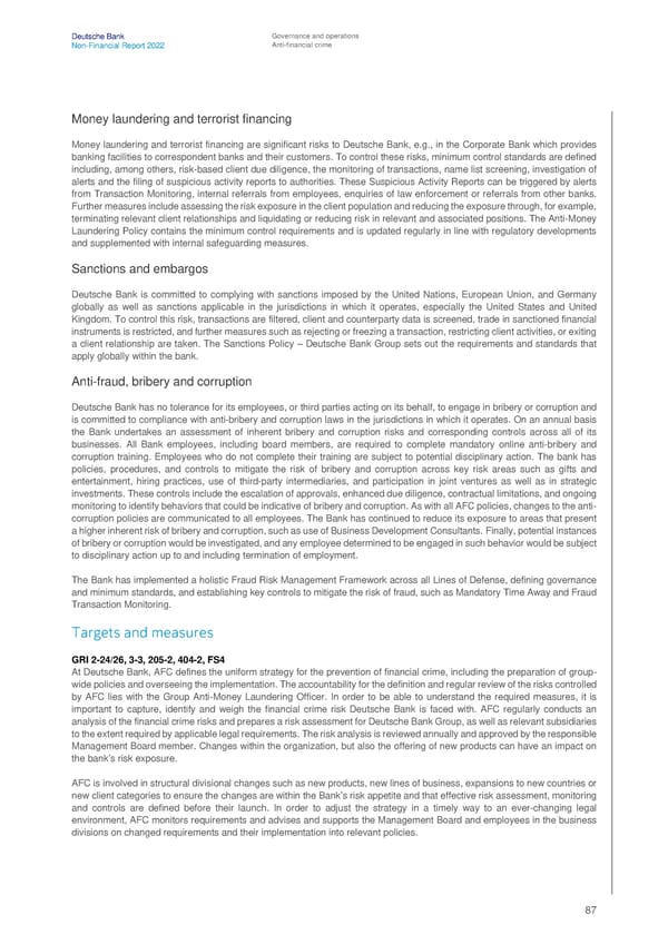 Deutsche Bank Non Financial Report  - Page 88