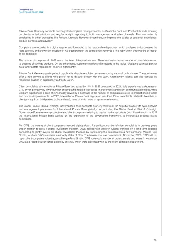 Deutsche Bank Non Financial Report  - Page 100