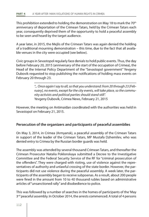 The Peninsula of Fear: Chronicle of Occupation and Violation of Human Rights in Crimea - Page 112
