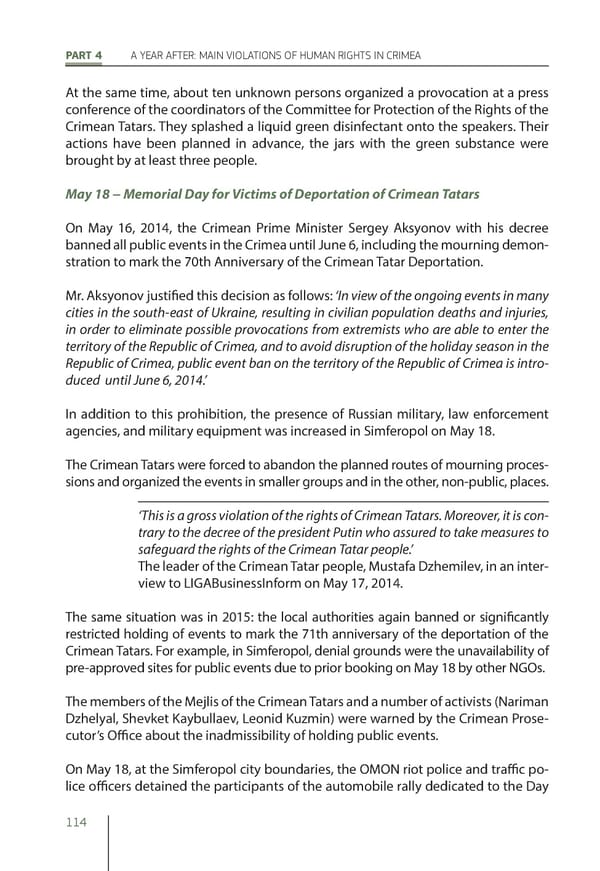 The Peninsula of Fear: Chronicle of Occupation and Violation of Human Rights in Crimea - Page 114