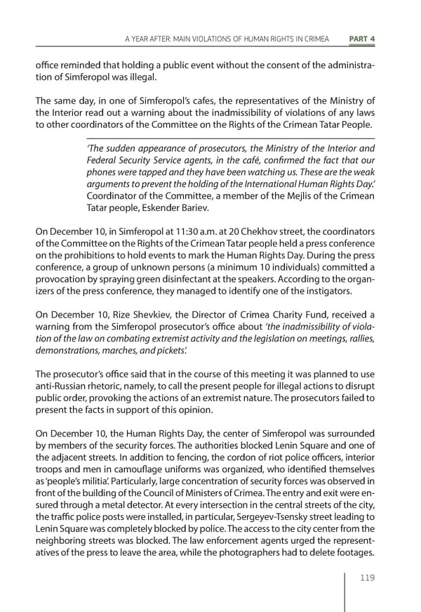 The Peninsula of Fear: Chronicle of Occupation and Violation of Human Rights in Crimea - Page 119