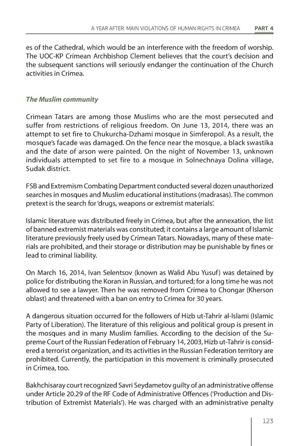 The Peninsula of Fear: Chronicle of Occupation and Violation of Human Rights in Crimea - Page 123