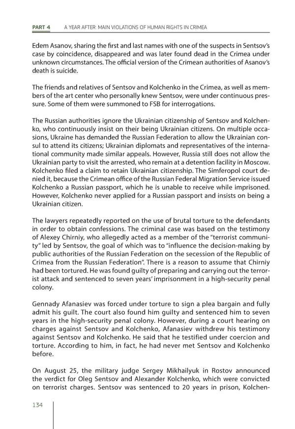 The Peninsula of Fear: Chronicle of Occupation and Violation of Human Rights in Crimea - Page 134