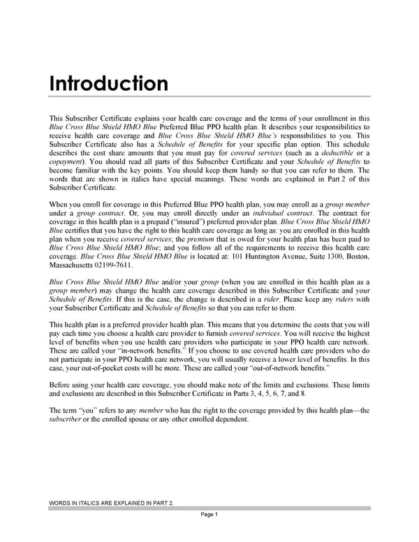Blue Cross Blue Shield of Massachusetts Subscriber Information - Page 11