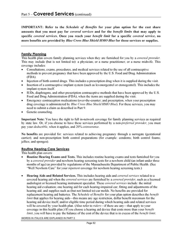 Blue Cross Blue Shield of Massachusetts Subscriber Information - Page 72