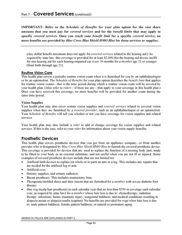 Blue Cross Blue Shield of Massachusetts Subscriber Information - Page 73