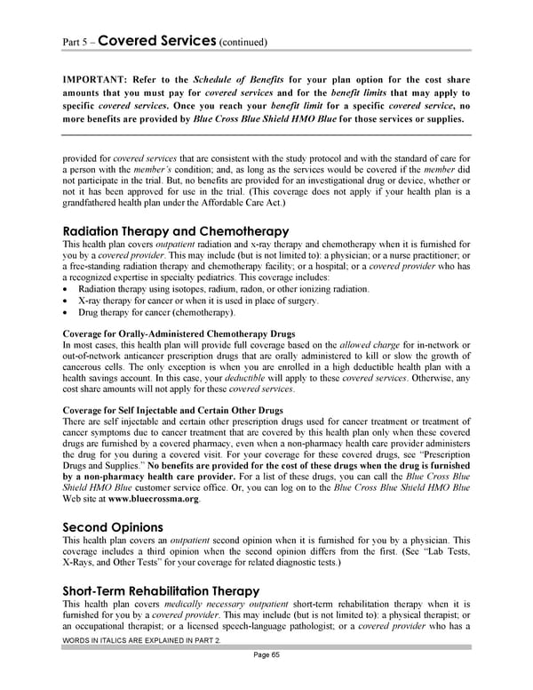 Blue Cross Blue Shield of Massachusetts Subscriber Information - Page 75