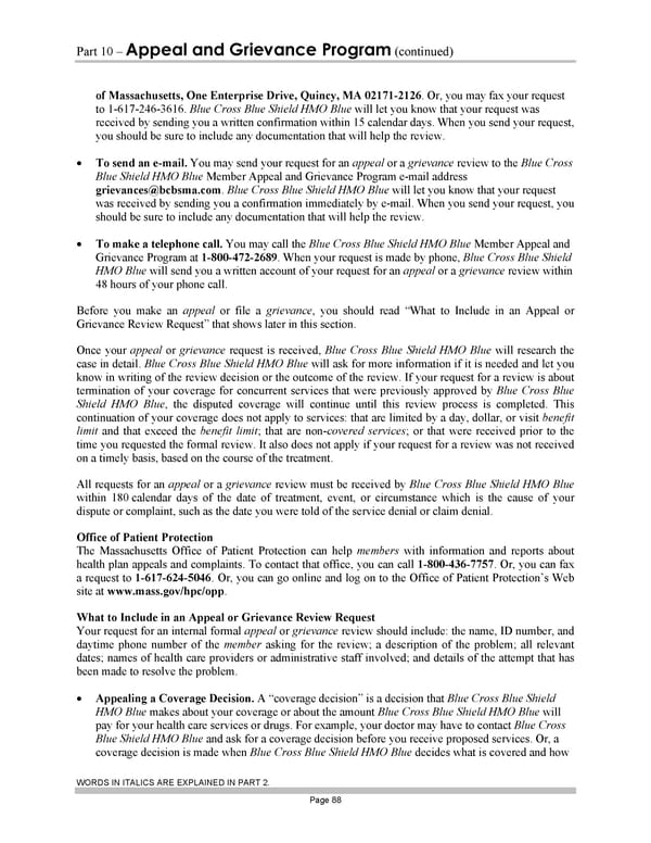 Blue Cross Blue Shield of Massachusetts Subscriber Information - Page 98