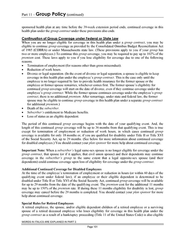 Blue Cross Blue Shield of Massachusetts Subscriber Information - Page 111