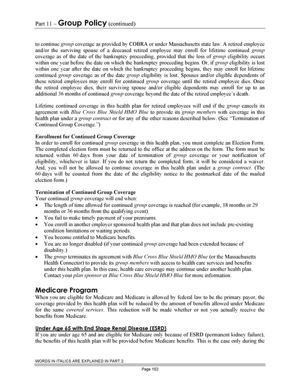 Blue Cross Blue Shield of Massachusetts Subscriber Information - Page 112