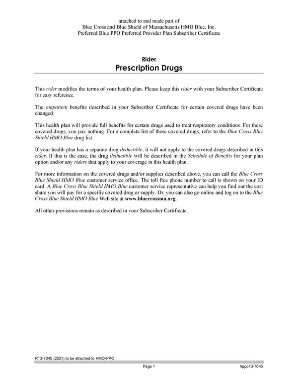 Blue Cross Blue Shield of Massachusetts Subscriber Information - Page 143