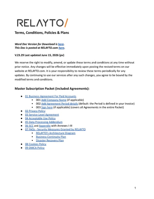 Relayto Terms, Conditions, Policies & Plans - Page 1