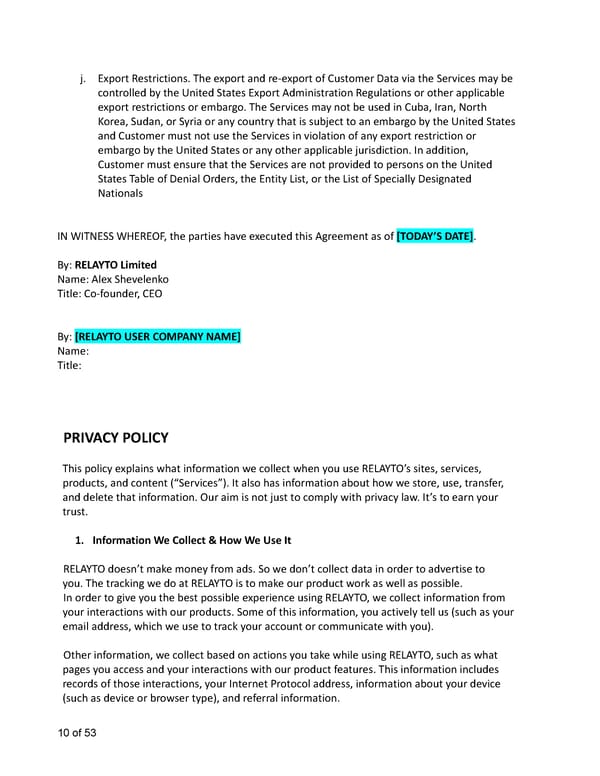 Relayto Terms, Conditions, Policies & Plans - Page 10